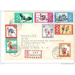 Carta de alemania federal  con dos series sobrecargadas de deportes 1976