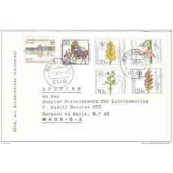 Carta con serie flora sobrecargas 1984
