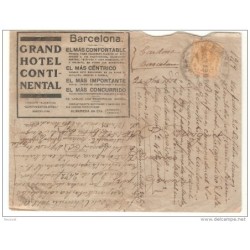 Carta de 1919 gran hotel continental barcelona