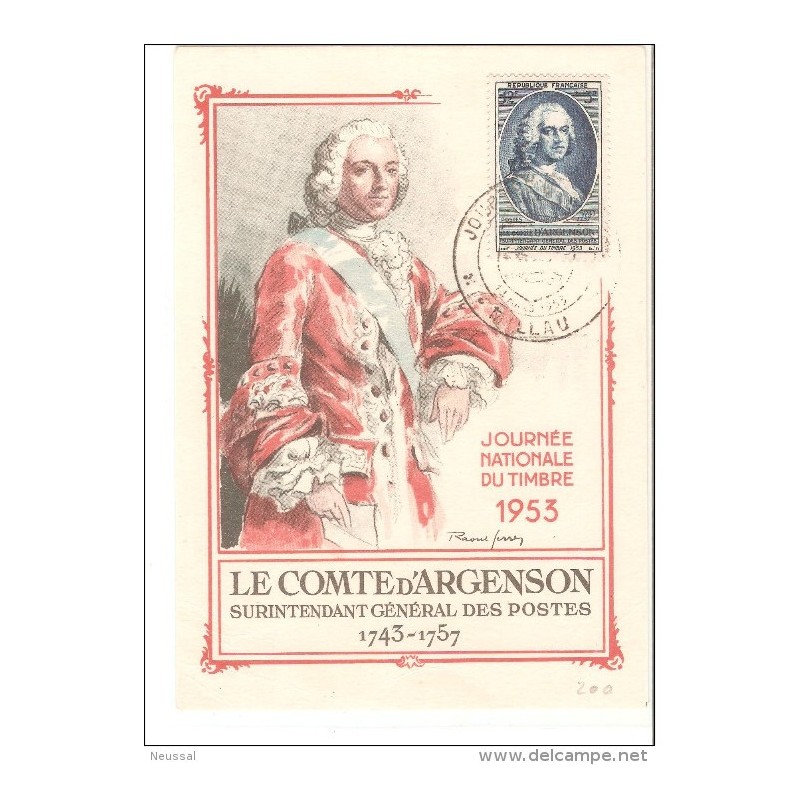 Tarjeta maxima de 1953 le comte dargenson Tarjeta maxima de 1953 le comte dargenson