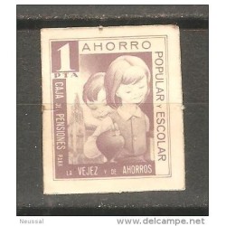 Viñeta papel carton caja de pensiones de la vejez de ahorros 1pts