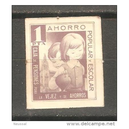 Viñeta papel carton caja de pensiones de la vejez de ahorros 1pts