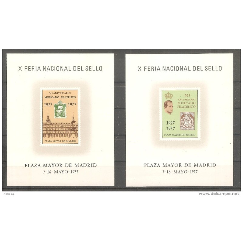2 hojas commemorativas de feria nacional del sello 1977 2 hojas commemorativas de feria nacional del sello 1977
