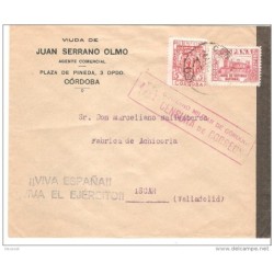 Carta  circulada con viñeta de cordoba y censura militar de cordoba