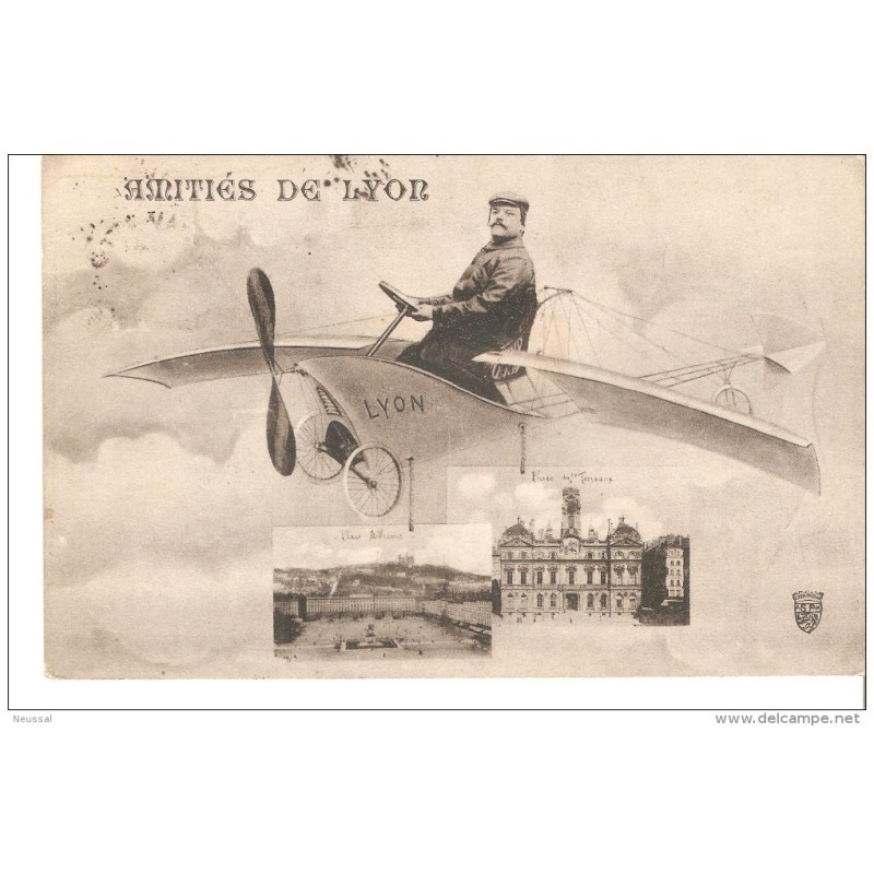 Tarjeta postal circulada de lyon aviation Tarjeta postal circulada de lyon aviation