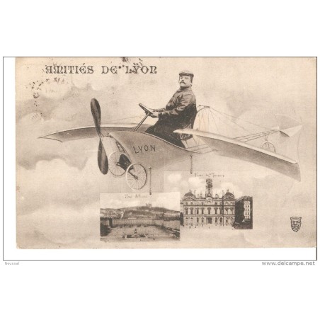 Tarjeta postal circulada de lyon aviation