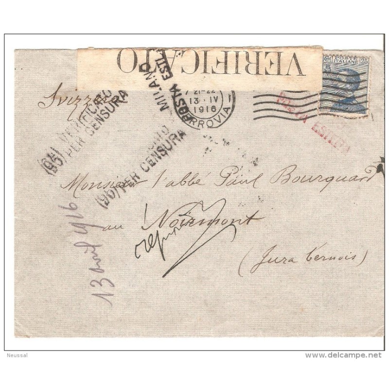 Carta de italia 1916 con matasellos de censura Carta de italia 1916 con matasellos de censura