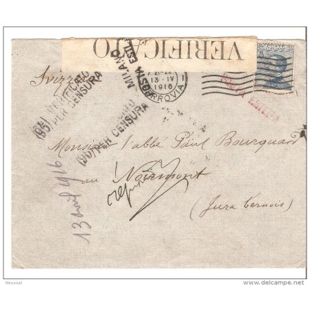 Carta de italia 1916 con matasellos de censura