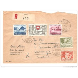Carta de suiza de 1952 matasello de  watt