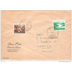 Carta de suiza de 1952 matasello de  watt