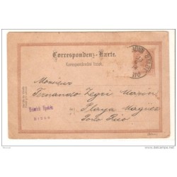 Entero postal de austria circulado matasello azul por detras bordeaux 1894
