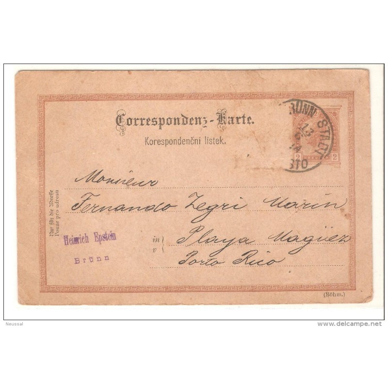 Entero postal de austria circulado matasello azul por detras bordeaux 1894 Entero postal de austria circulado matasello azul por detras bordeaux 1894
