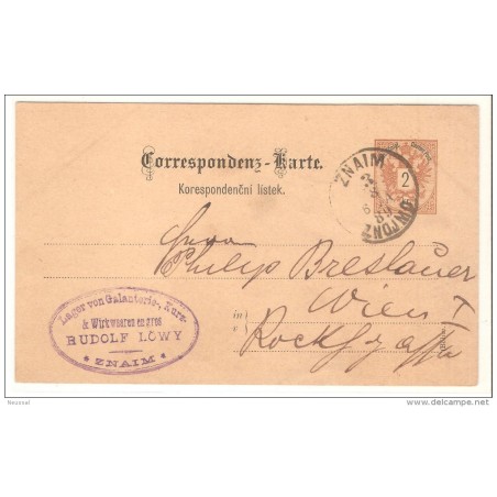 Entero postal de austria circulado dee 1889 matasello znaim
