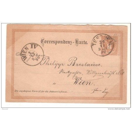 Entero postal de austria circulado dee 1890