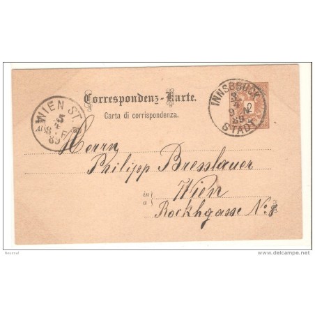 Entero postal de austria circulado matasello innsbbuck