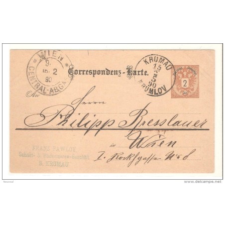 Entero postal de austria circulado matasello krumau
