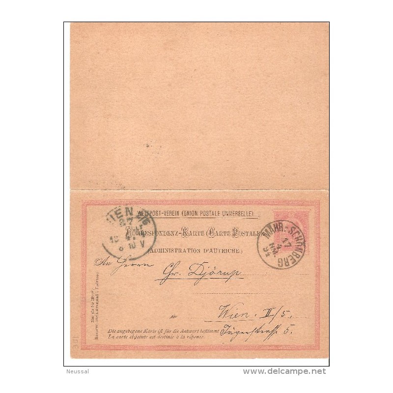 1 entero postal doble cara de austria por una parte circulado y la otra sin circular 1 entero postal doble cara de austria por una parte circulado y la otra sin circular