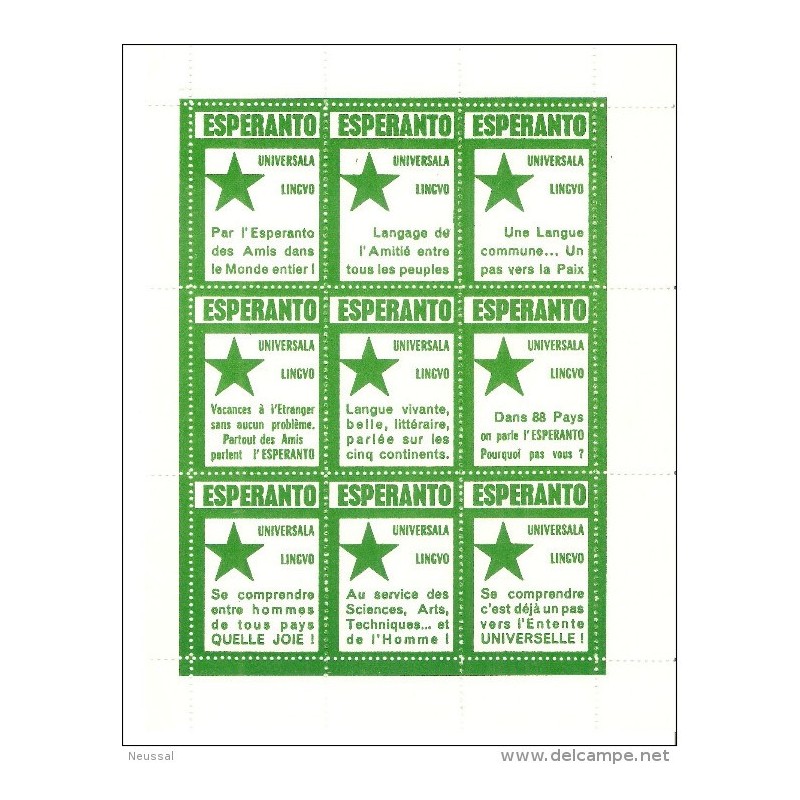 Pliego de 9 viñetas de esperanto Pliego de 9 viñetas de esperanto