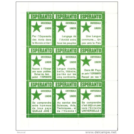Pliego de 9 viñetas de esperanto