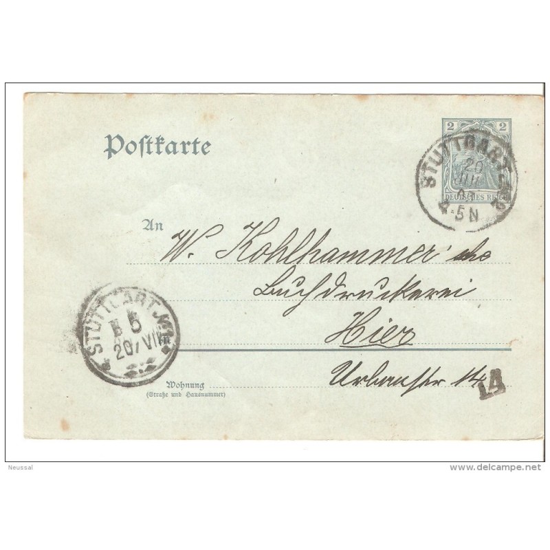 Entero postal de alemania imperio con matasellos stuttgart 1903 Entero postal de alemania imperio con matasellos stuttgart 1903