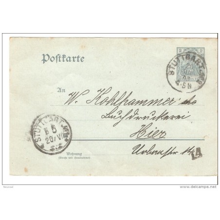 Entero postal de alemania imperio con matasellos stuttgart 1903