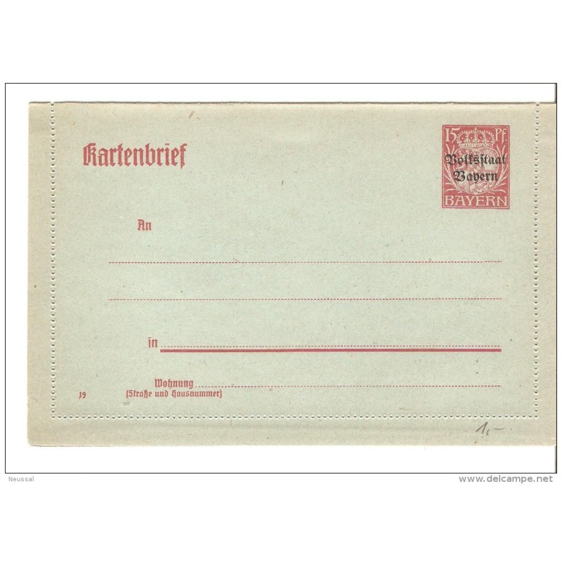 Entero postal de alemania bayern sin circular con sobrecarga Entero postal de alemania bayern sin circular con sobrecarga