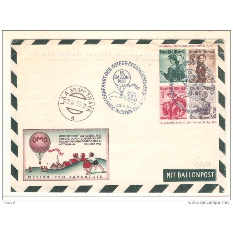 Carta entero postal con matasellos LAA an der Thaya 1956 Carta entero postal con matasellos LAA an der Thaya 1956