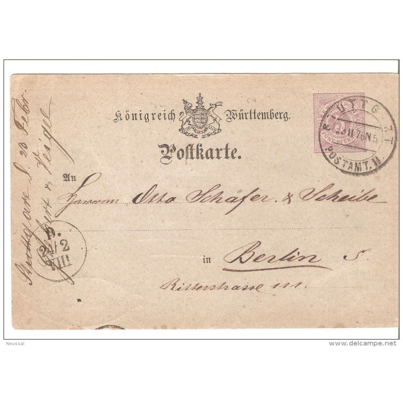 Entero postal alemania con matasellos sttugart Entero postal alemania con matasellos sttugart