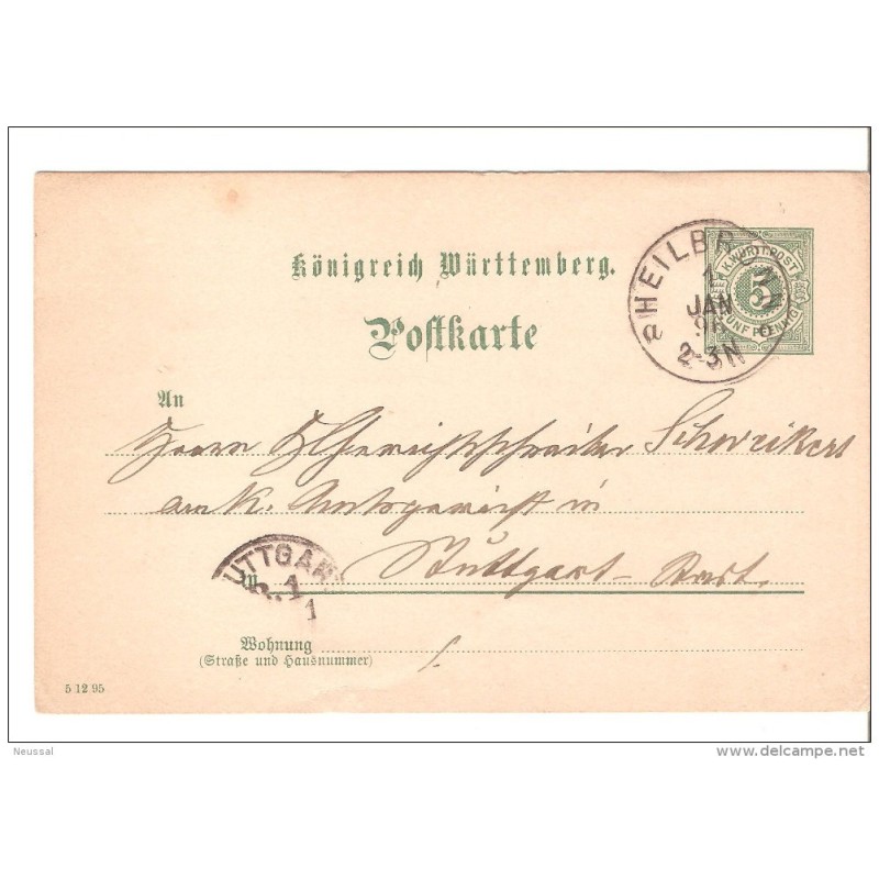 Entero postal alemania de wurtemberg con matasellos heilbronn Entero postal alemania de wurtemberg con matasellos heilbronn