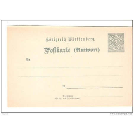 Entero postal  de wurtembergnuevo