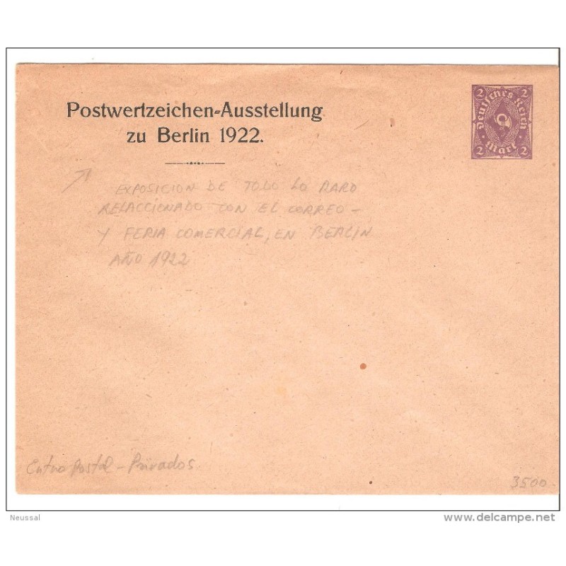 Sobre entero postal privado de 1922 Sobre entero postal privado de 1922