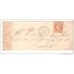 Carta con matasellos matasello azul cadiz y diversos matasellos1861