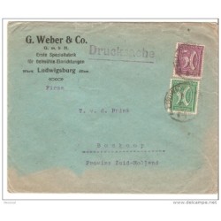 Carta con matasellos ludwingsburg y publicidad por detras