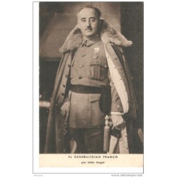 Tarjeta postal del Generalisimo Franco con matasello censura militar figueras