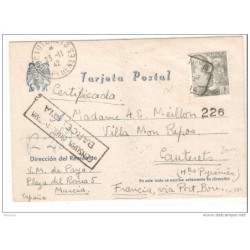 Tarjeta postal con matasellos censura gubernativa de barcelona