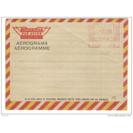 Aerograma  con Franqueo  Mecanico  Edifil n  112
