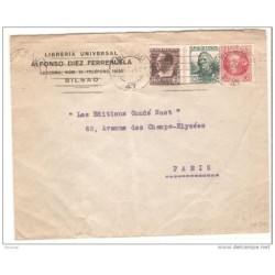 Carta con matasellos rodillo bilbao 1935