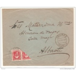 Carta con matasellos de abaran murcia y sello visectado