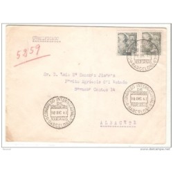 Carta con matasellos congreso internacional de congregaciones marianas barcelona 1947