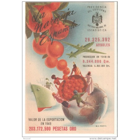 Tarjeta  publicitaria  La naraja Española de 1949