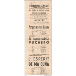 Programa antiguo de  sociedad coral el Micalet Valencia