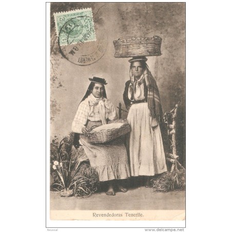 Tarjeta postal circulada de Tenerife Revendedoras Tenerife1918