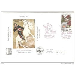 Carta  con matasellos  commemorativo exhibicion filatelica san jordi 1992