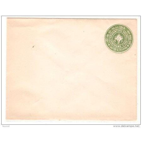Sobre entero postal travancore four green
