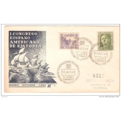 Carta con matasellos 1er congreso hispano americano de la historia 1949