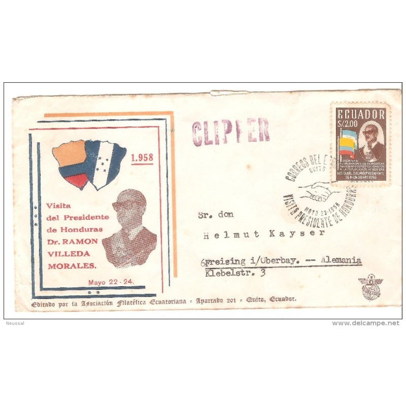 Carta de ecuador con matasellos 1958 via clipper Carta de ecuador con matasellos 1958 via clipper
