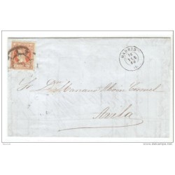 Envuelta de carta de 1860 con matasellos de madrid y por detras avila
