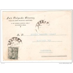 Tarjeta  con matasellos de cordoba de 1954