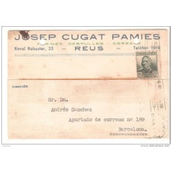 Tarjeta con publicidad de Reus 1936