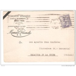 Tarjeta con matasellos de 1945 y publicidad